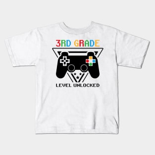3rd Grade Level Unlocked First Day of School Video Gamer Kids T-Shirt